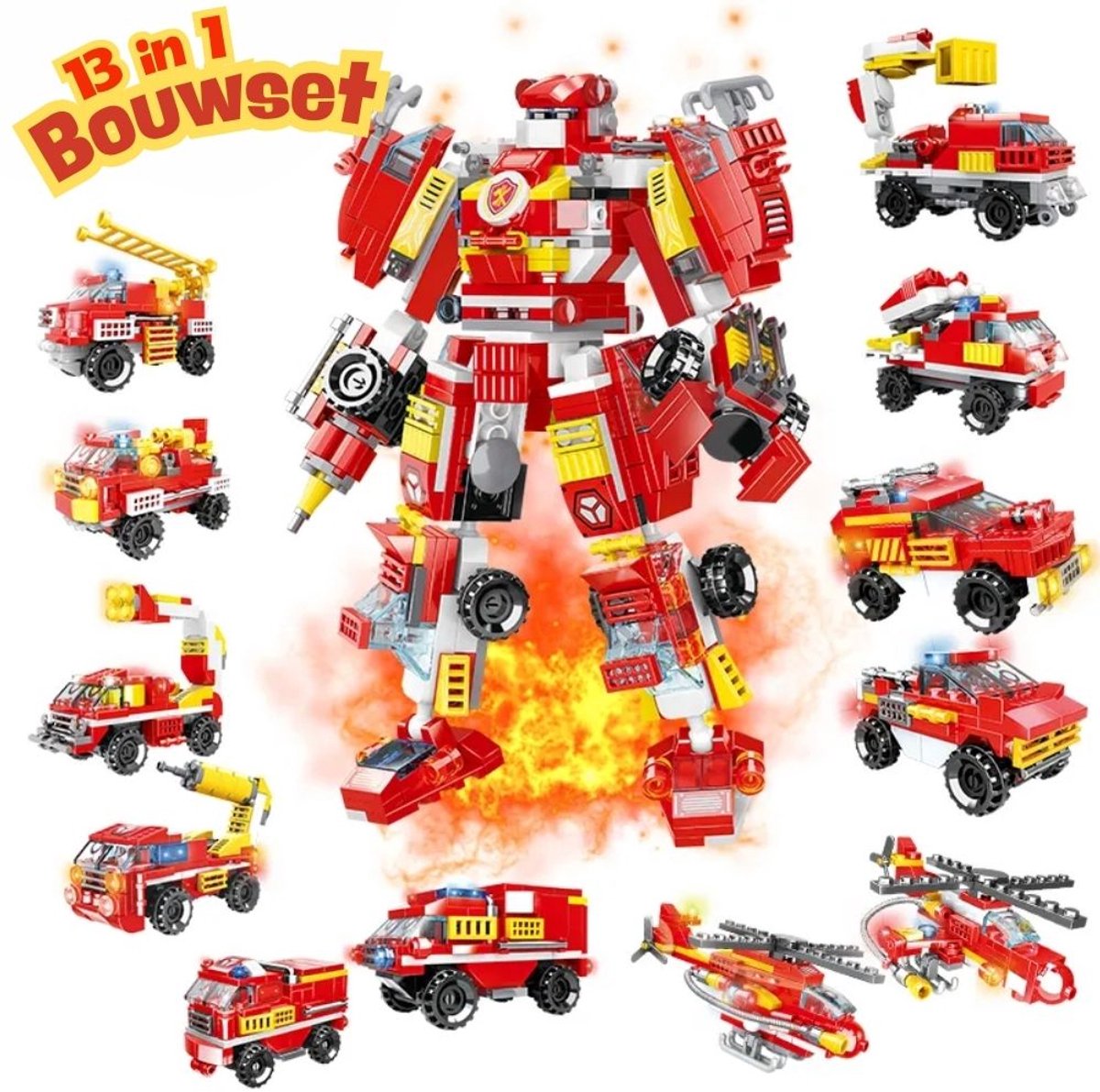 Woma - Brandweer Auto Robot 13 in 1 | Mecha bouwset | Ideas expert modelbouw | Classic Icons Creator speelgoed technisch bouwpakket voor kinderen & volwassenen | 591 bloks